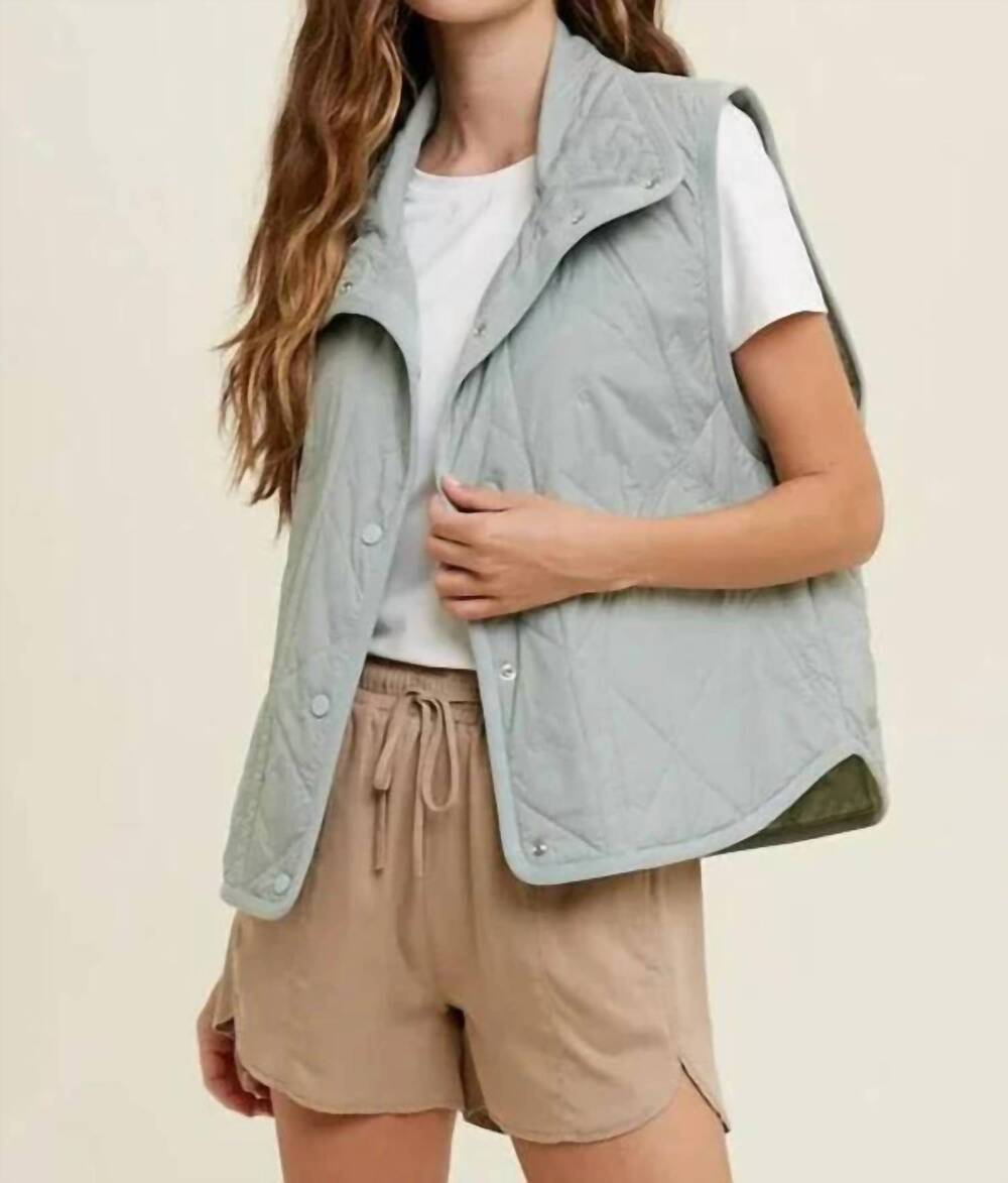 NEW WISHLIST raleigh quilted vest in sage